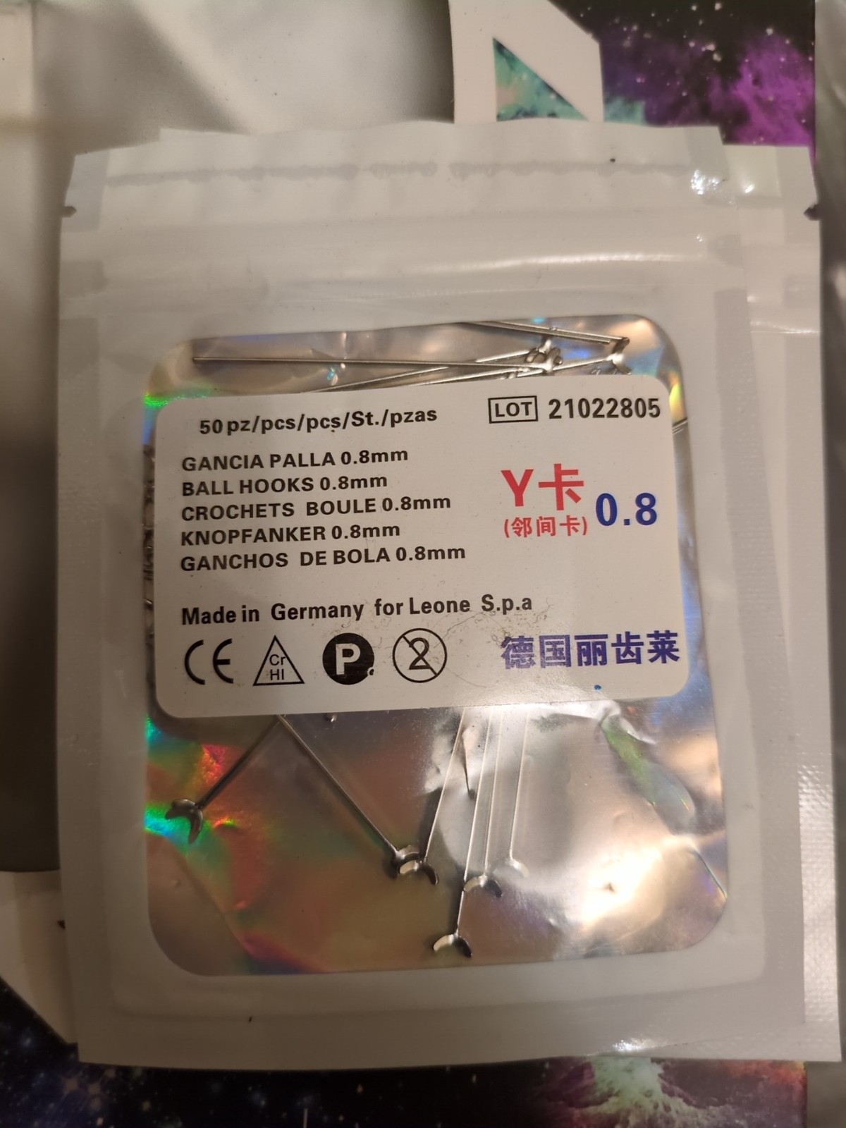 50Pcs 0.8mm Dental Ball Retainer J Clasp Oblique Clasps Bars Y-Type 2 Packs