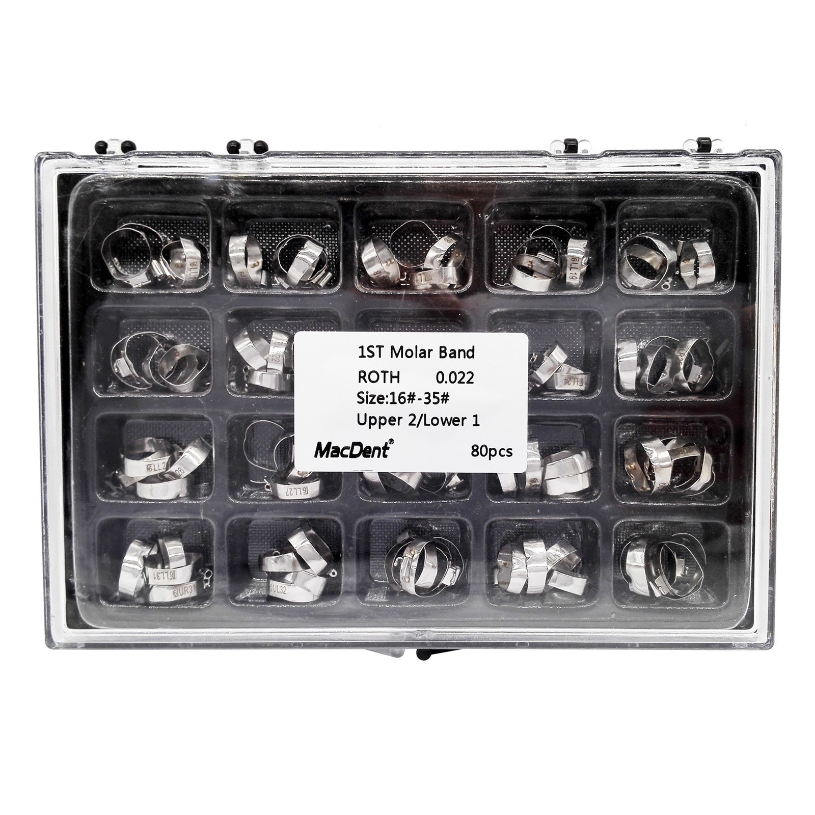 MacDent Dental Ortho 16#-35# Bands with Buccal Tube For 1st Molar Roth/MBT 022