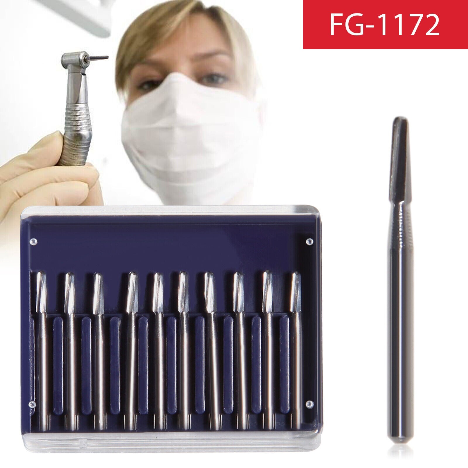 10pcs/ 1 box Dental Carbide Bur FG-1172 Friction Grip Midwest Tungsten steel u