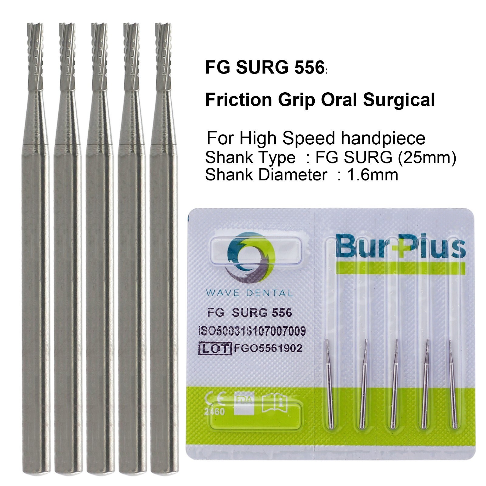 WAVE Dental FG SURG Burs Long Round Straight Taper Fissure Carbide Bur 557L 701