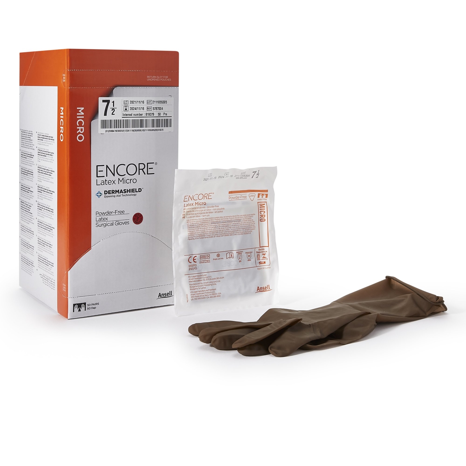 ENCORE Latex Micro Latex Surgical Glove Standard Cuff Length SIZE 7.5 50 per Box