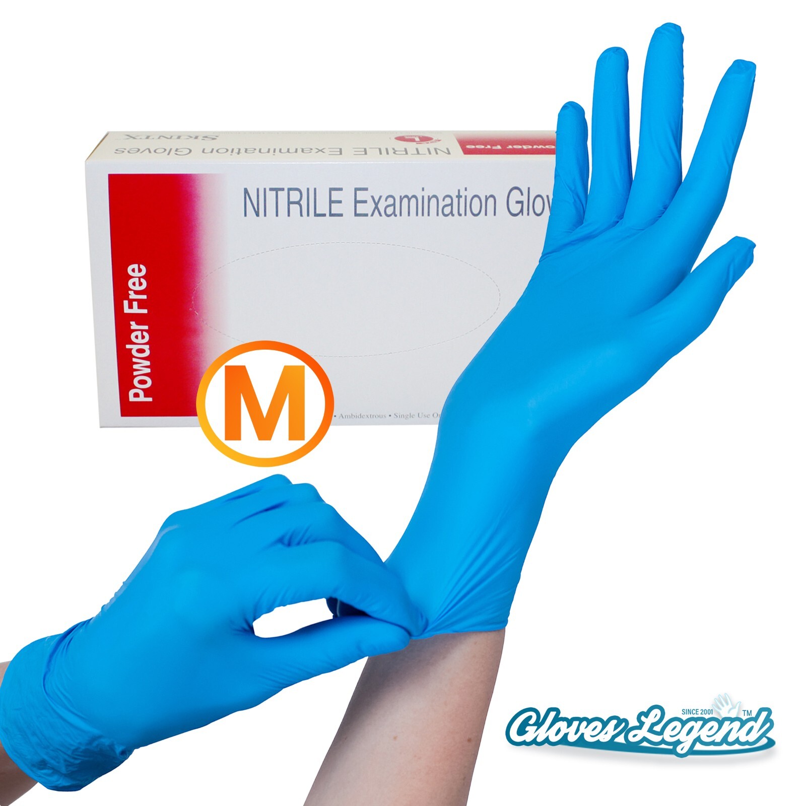 100 Pcs Medical Blue Nitrile Exam Dental Powder Free Disposable Gloves – Size M
