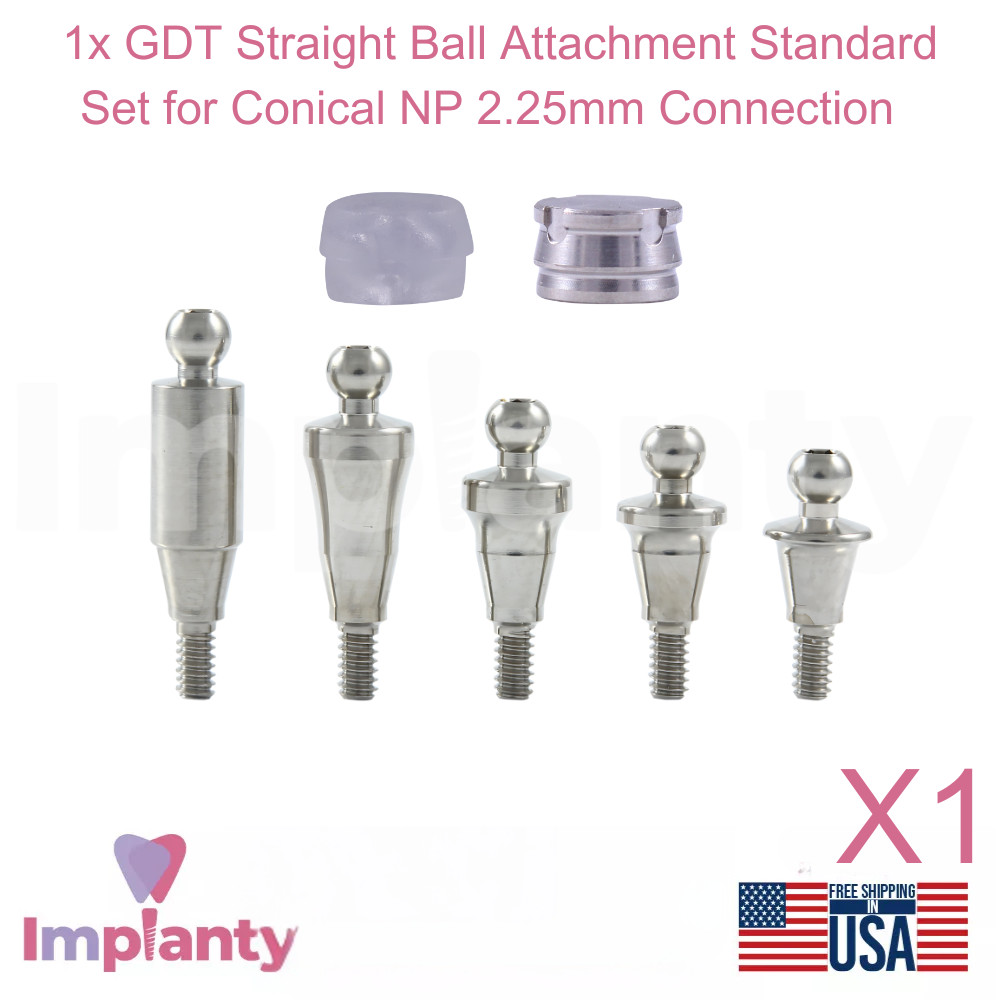 1x Dental Straight Ball Attachment Standard Set Conical Connection NP 2.25mm