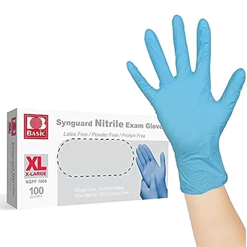 NEW BASIC Synguard Powder Free Latex Free Nitrile Examination Gloves X-LARGE XL
