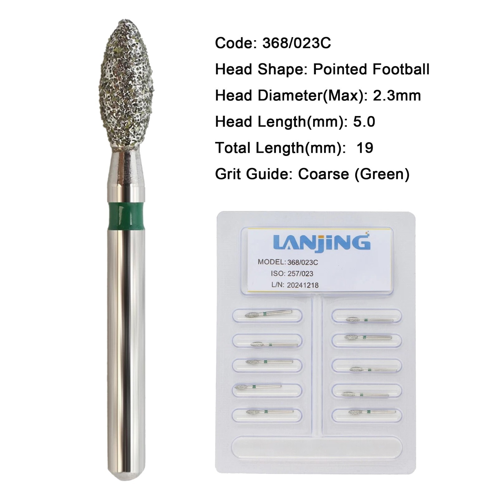 Dental Burs Diamond Egg Football Bur FG 1.6mm High Speed Friction Grip 379 368