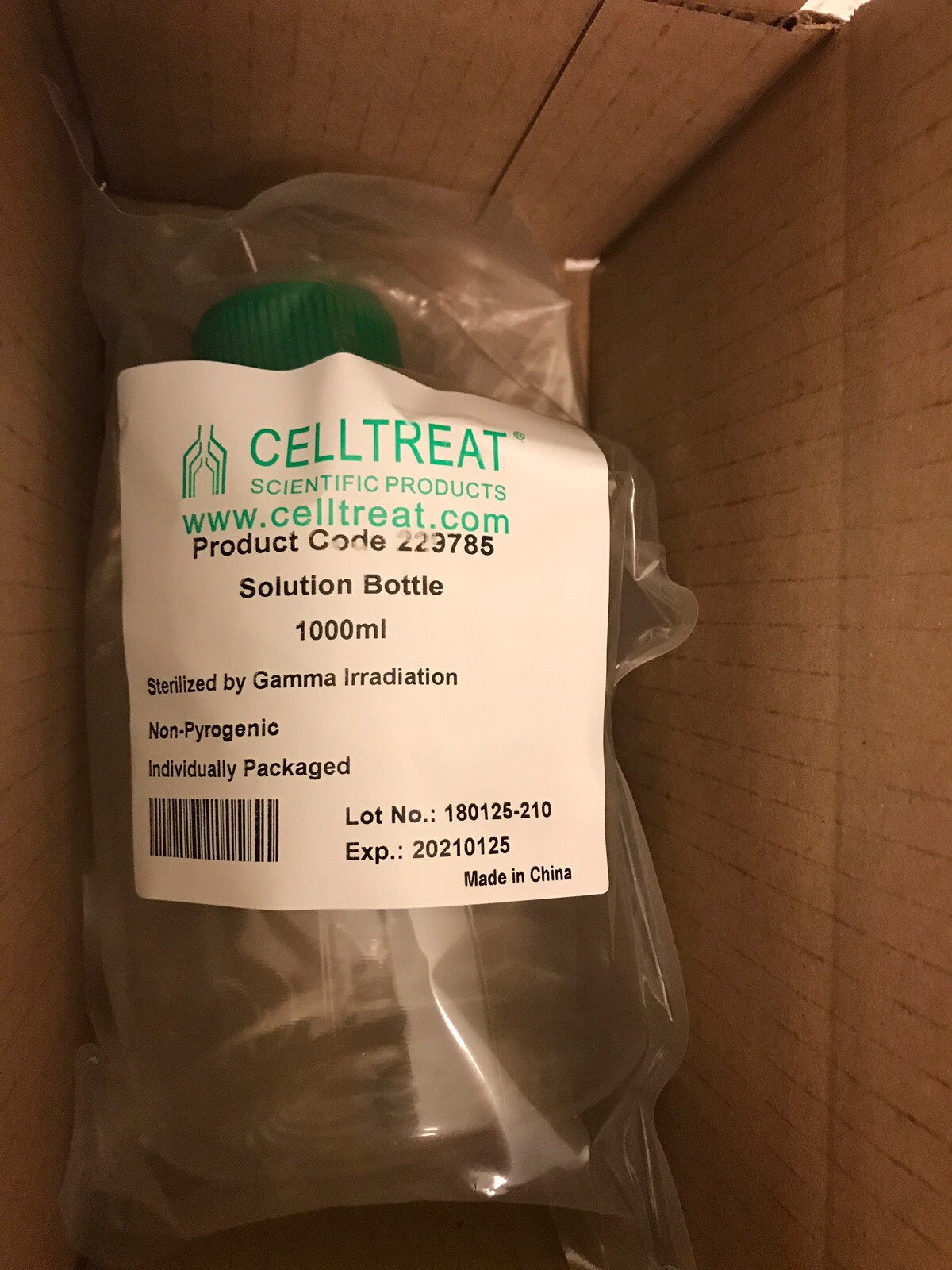 CELLTREAT Solution Bottle, 1000 mL, Sterile, #229785