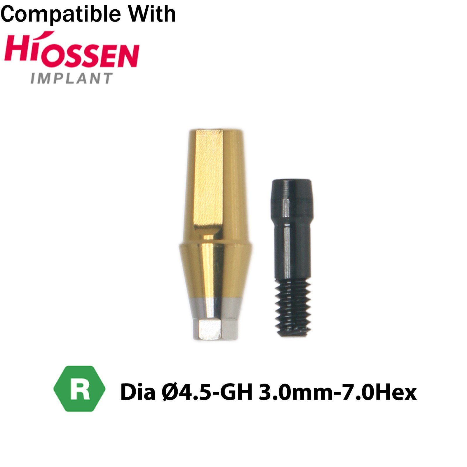 Titanium Straight Abutment Compatible with Osstem Hiossen Regular Ø4.5/5.0/6.0mm