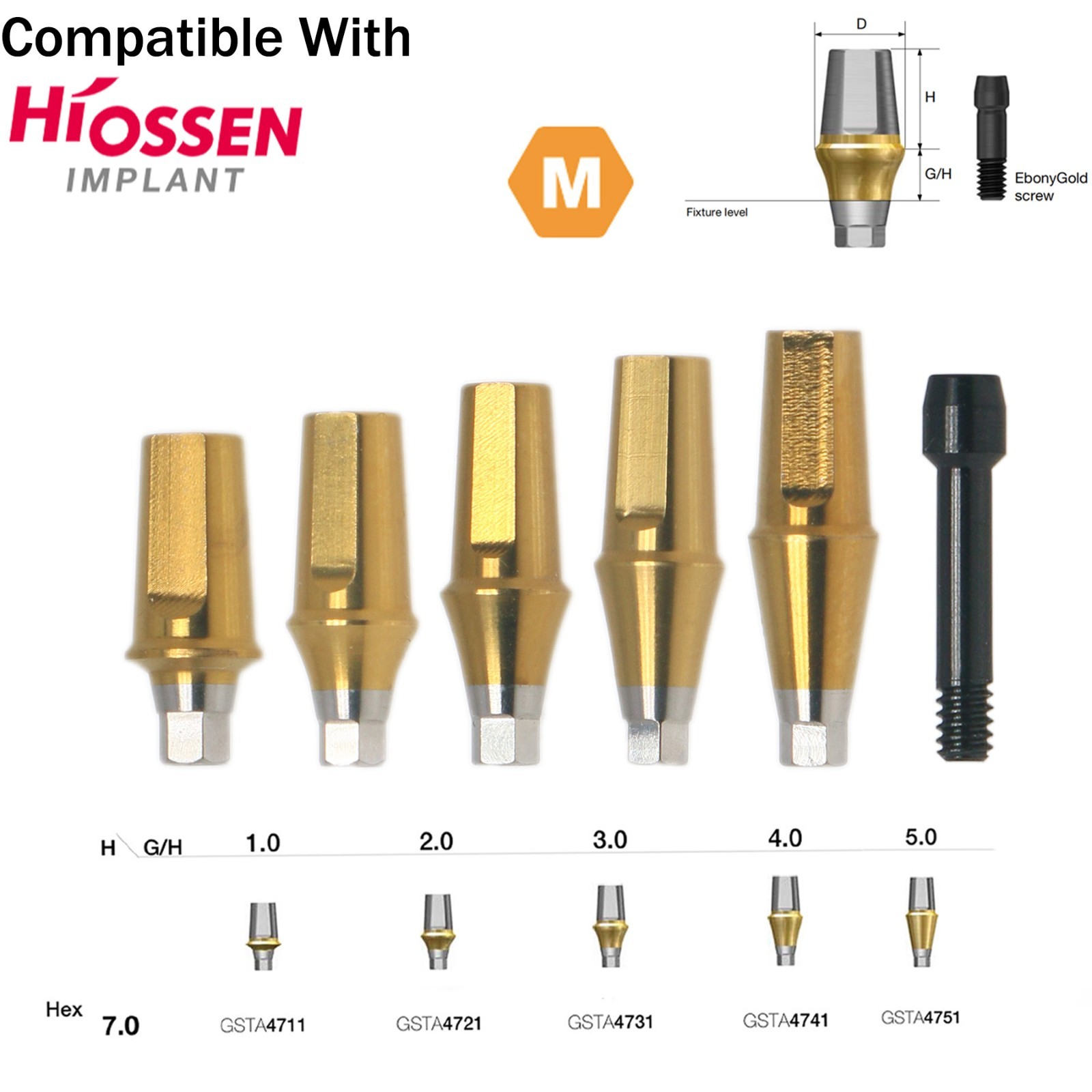 US Dental 17° Angled Anatomic/Straight Transfer Abutment Fit Hiossen Osstem M/R