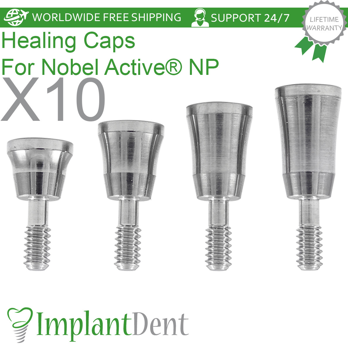10pcs Healing Cap For 3.5mm Nobel Biocare, Active Hex NP, Dental