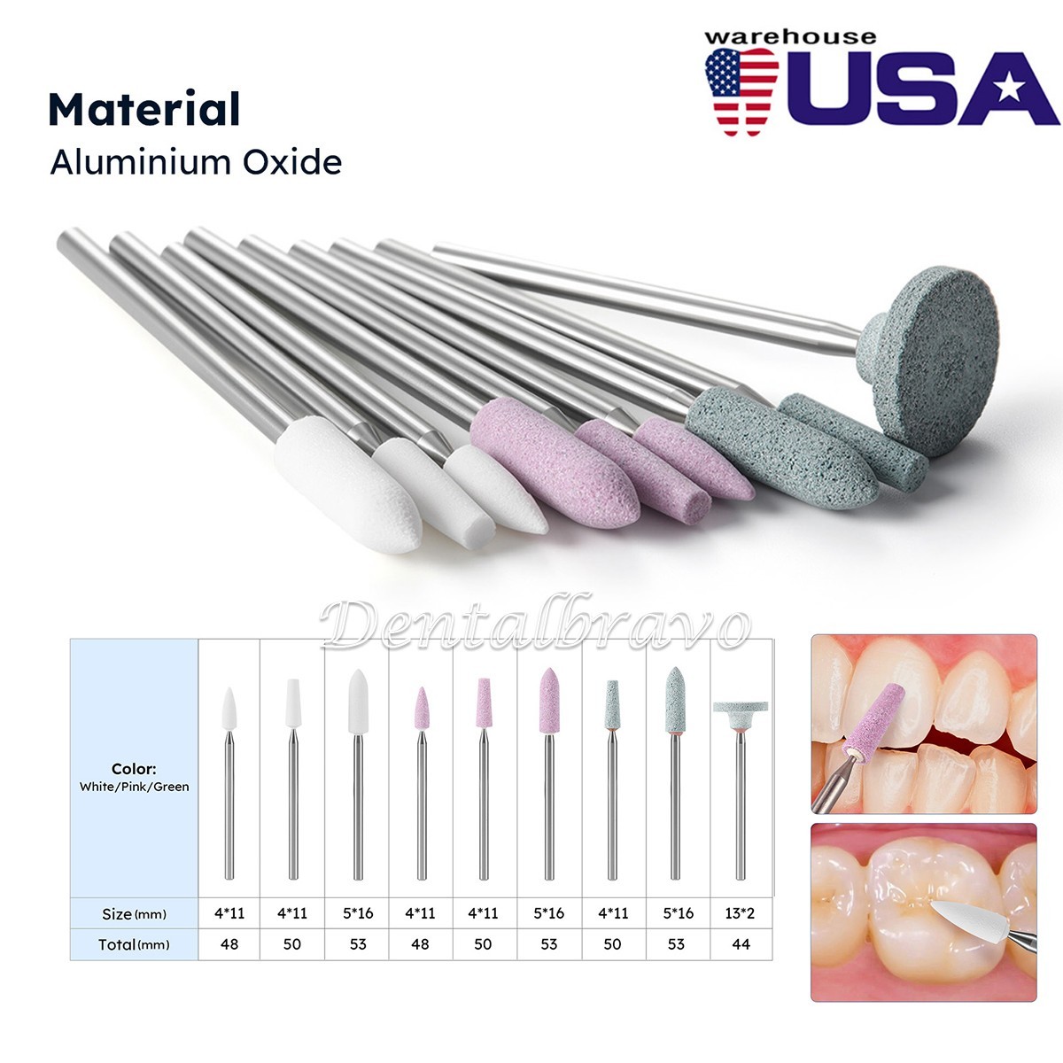 9Pcs Dental Composite Polishing Stones Burs Kit HP 2.35mm for straight handpiece