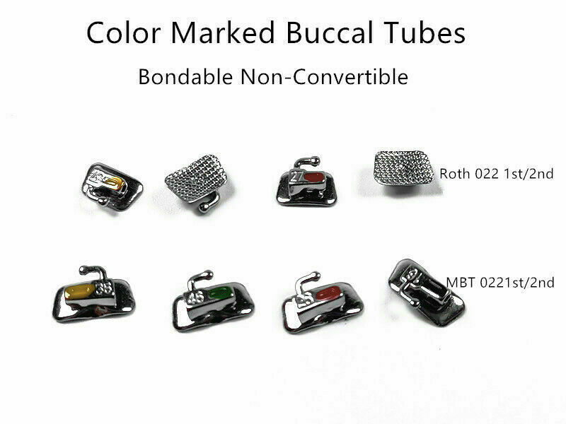 Dental Orthodontic Buccal Tubes Molar Bracket Color Marked Roth/MBT 022 1st/2nd