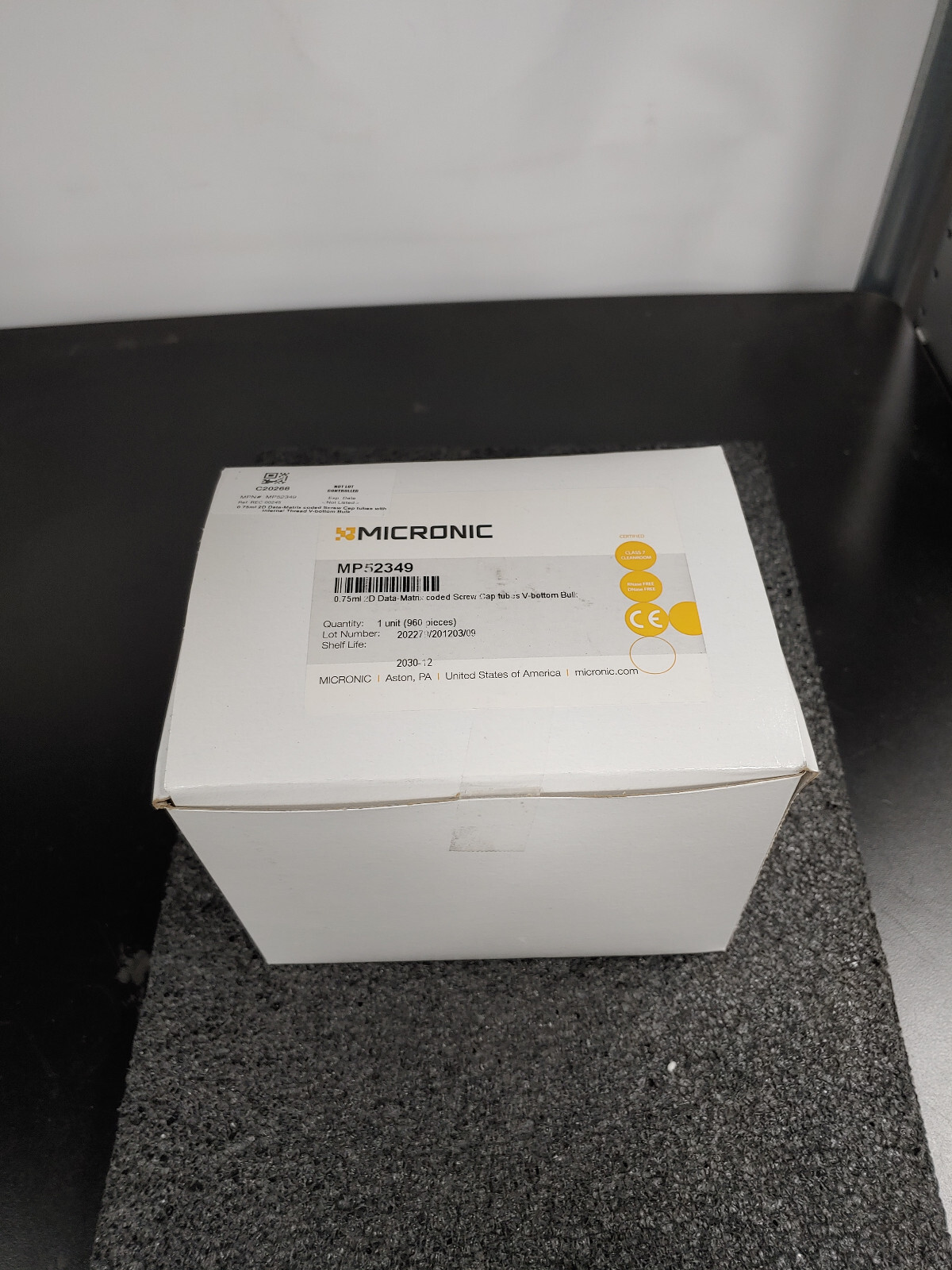 960 Box MICRONIC MP52349 0.75mL 2D Data Matrix Coded Screw Cap Tubes V Bottom