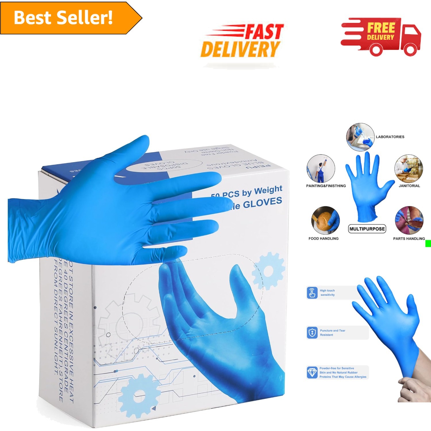 High-Quality Latex-Free Nitrile Gloves – 50 Pack for Cleaning Convenience
