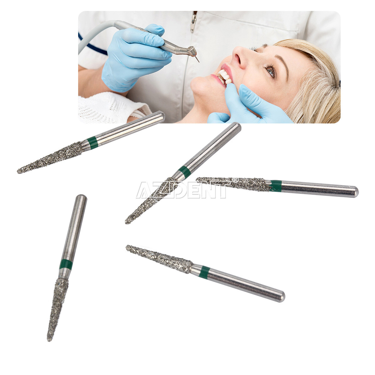 20Packs AZDENT Dental Diamond Burs For High Speed Handpiece Friction Grip 1.6mm
