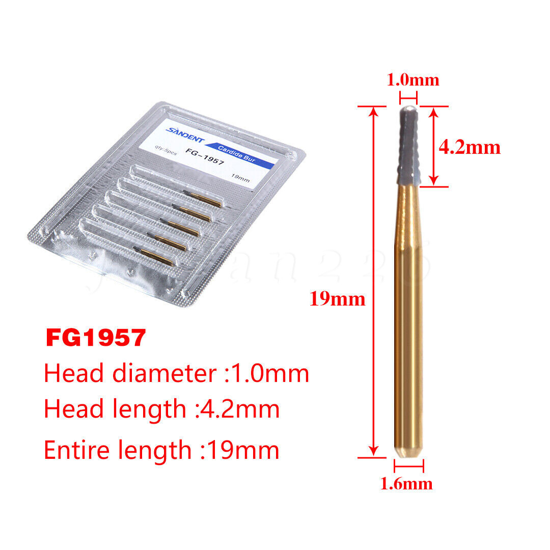 Dental Tungsten Carbide Burs Metal Cutting FG 1.6mm For High Speed Handpiece
