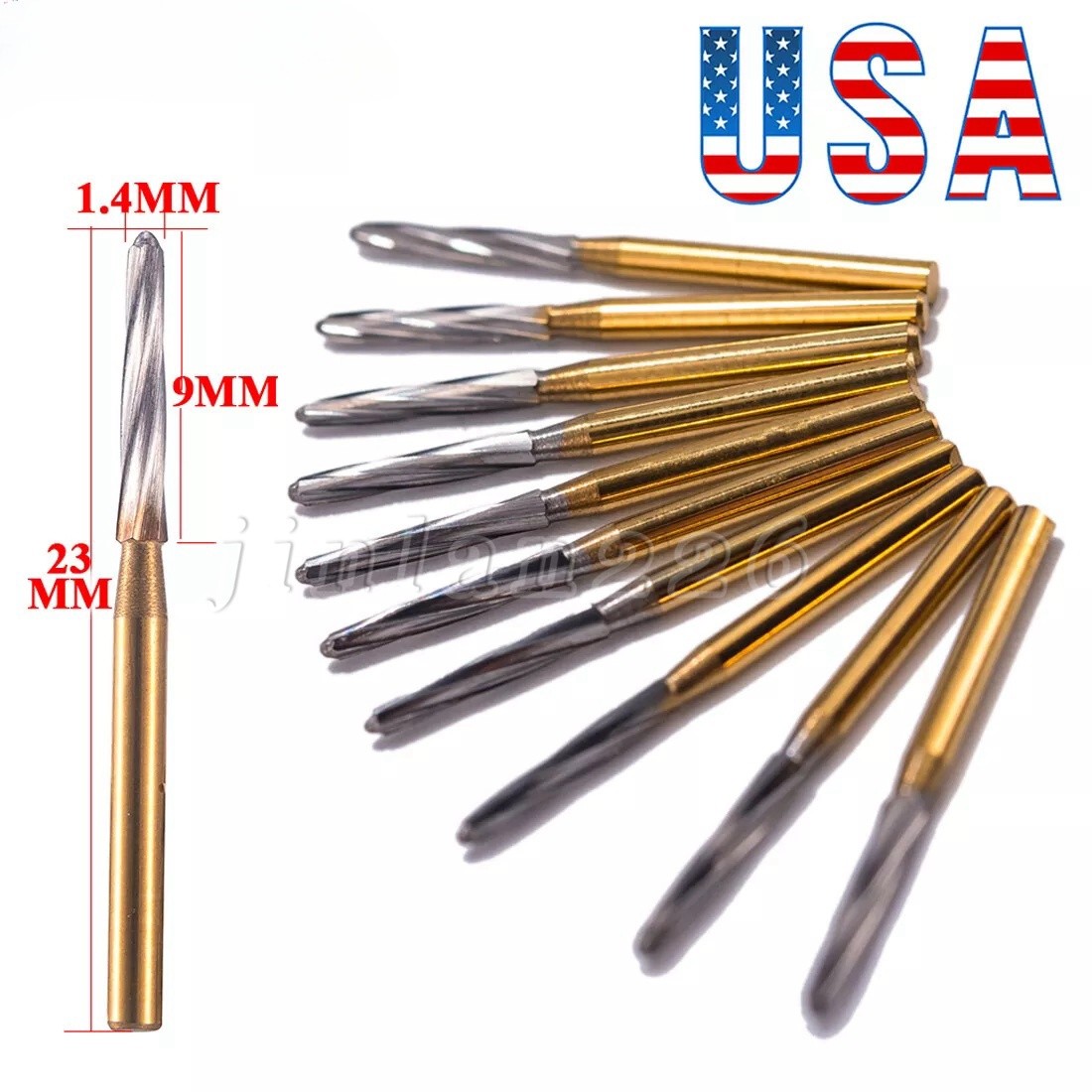 10pcs Dental Endo-Z Tungsten Carbide Burs Endodontic Surgical Cutter 1.4*23*9MM