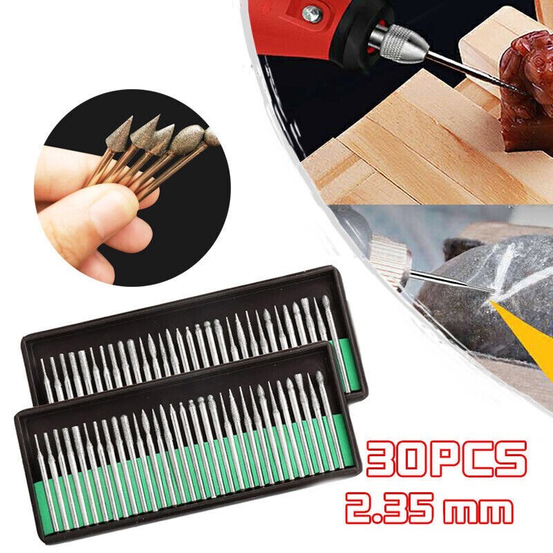 30 Pcs/Set Dental Lab 2.35mm Rotary Bur Drill Bits Tooth Jewelers Polishing