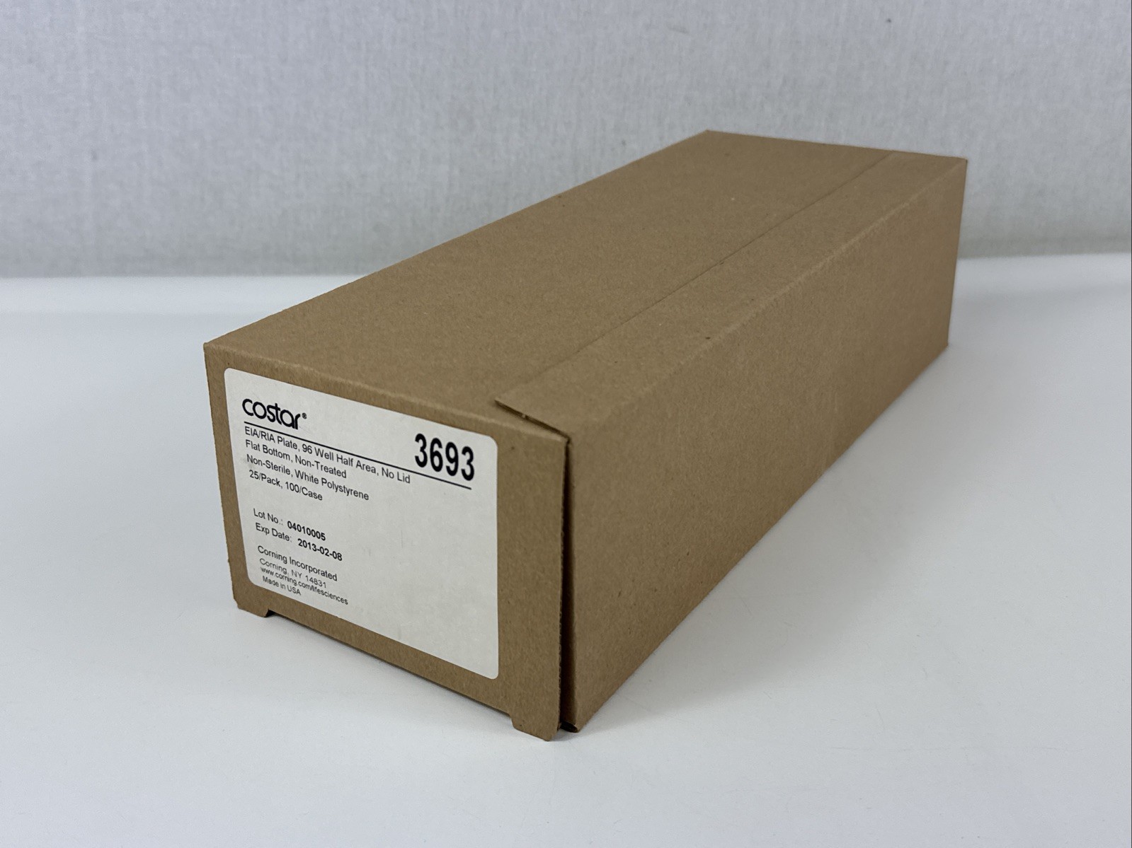 COSTAR Plastic 96-Well Half-Area EIR/RIA Plates Non-Treated No Lid 3693, 25/Pack