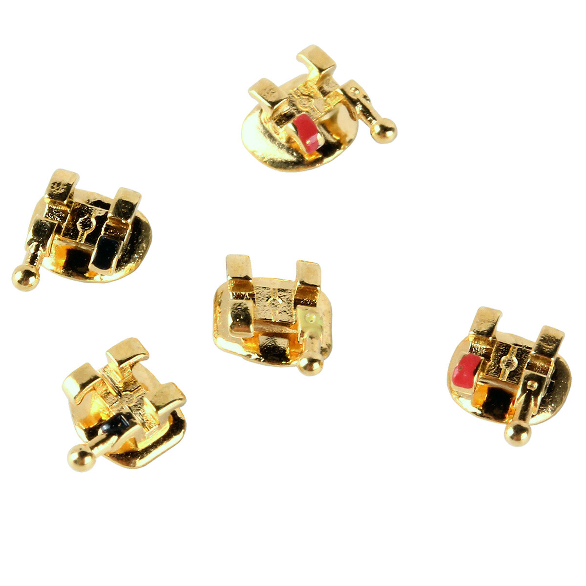 Dental Orthodontic Metal Brackets Braces 24K Gold Plated Mini MBT.022 345 Hooks