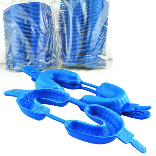 100 Pcs Fluoride Full Arch Mouth Trays Dental Dual Large Blue Pack Disposable