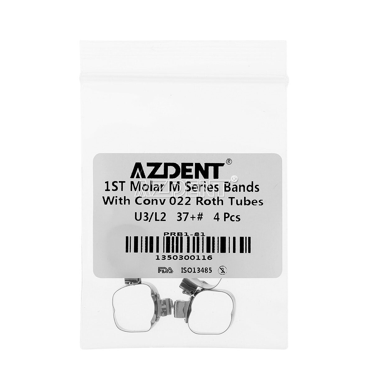 4Pcs Dental Ortho 1st Molar Buccal Tube with Bands Conv Roth.022 35#-40+#