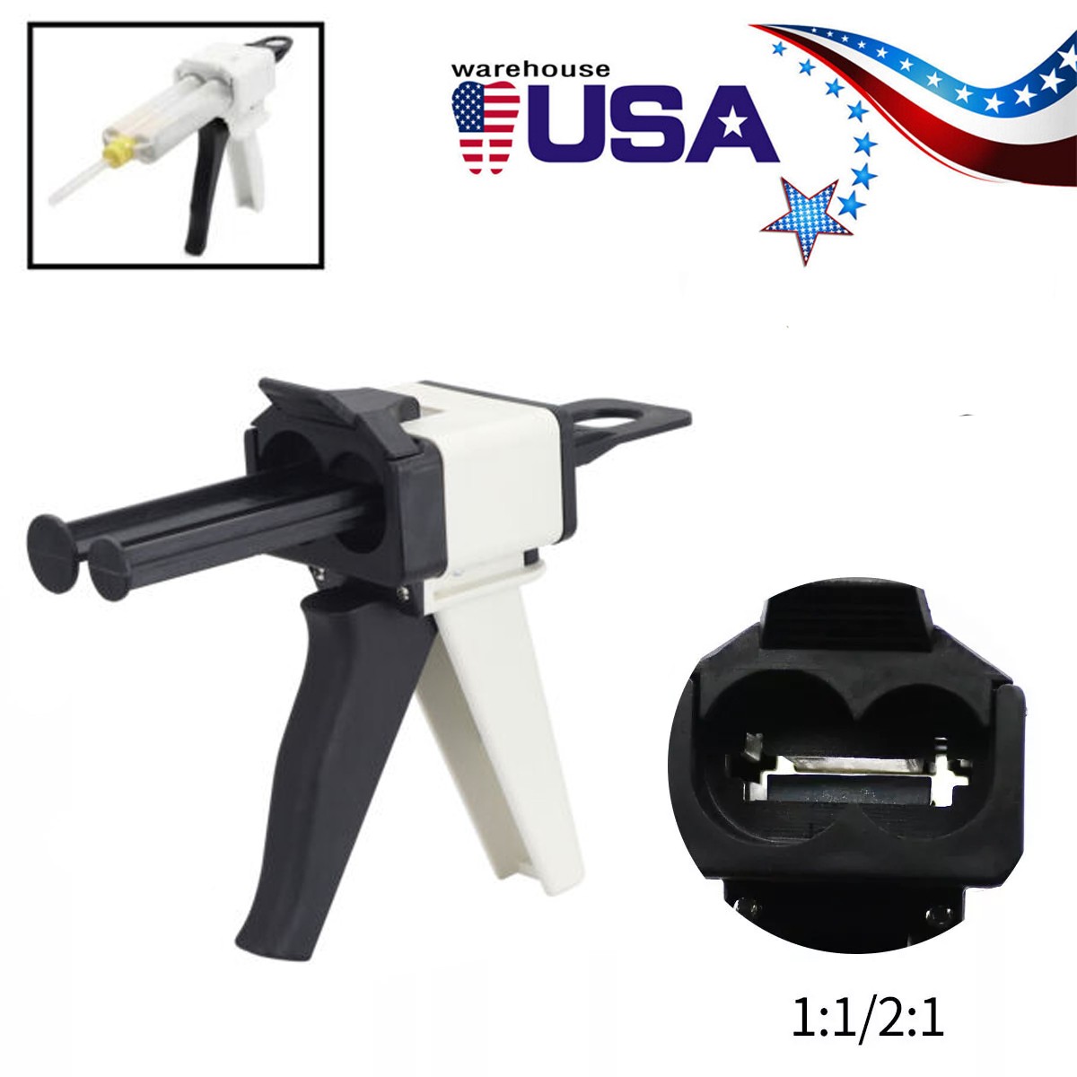 1:1 / 2:1 Ratio Dental Impression Mixing Dispenser Dispensing Caulking Gun 50ml
