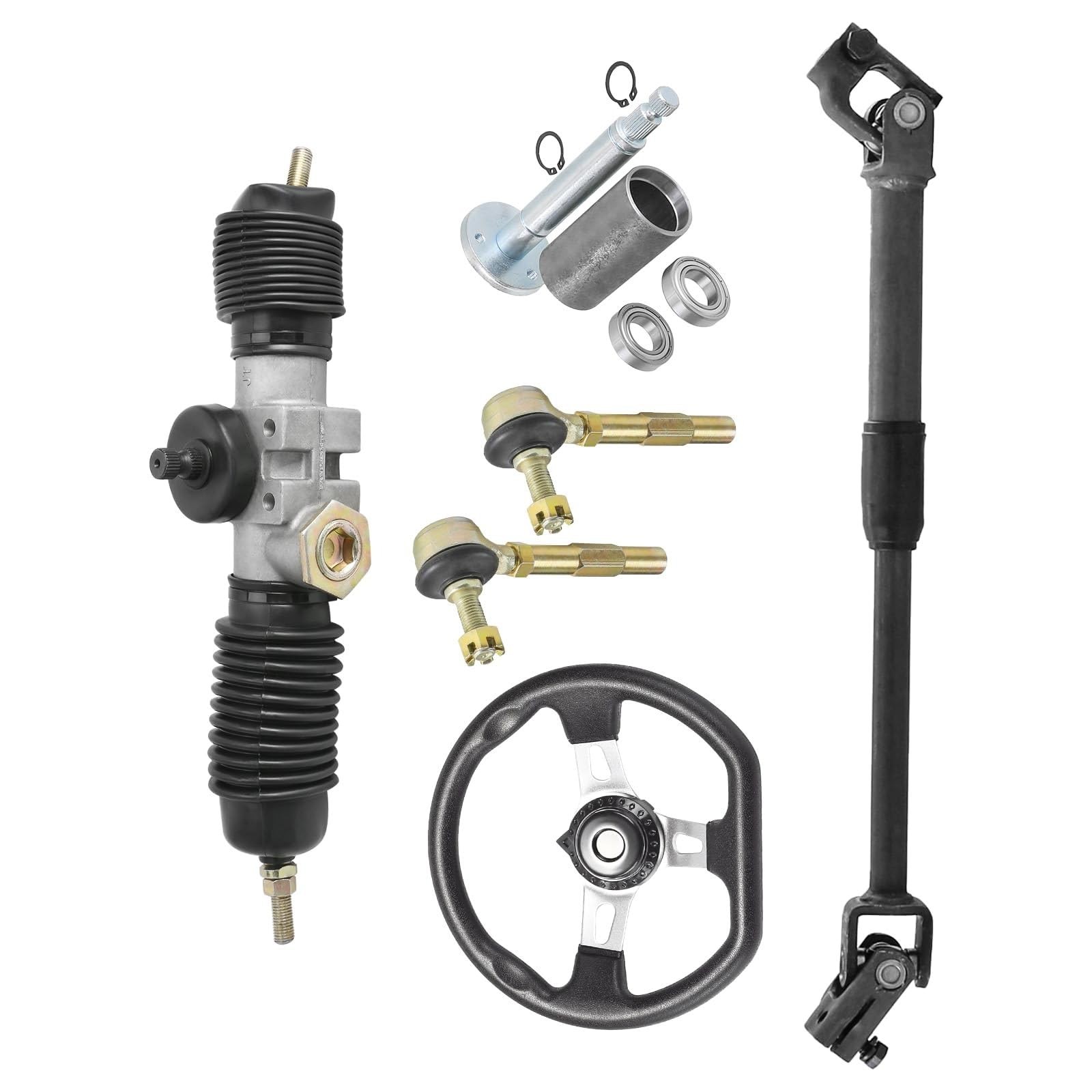 360mm 14″ Power Steering Rack & Shaft Tie Rod Steering Wheel Kit ATV UTV Buggy
