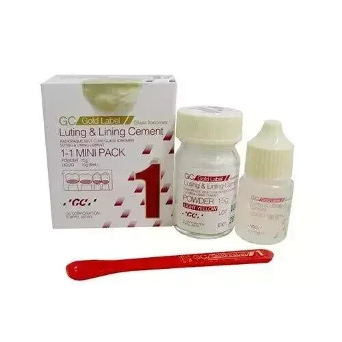 Dental GC Gold Label 1 Glass Iono-mer Luting Cement Mini – Powder 15g Liquid 10g