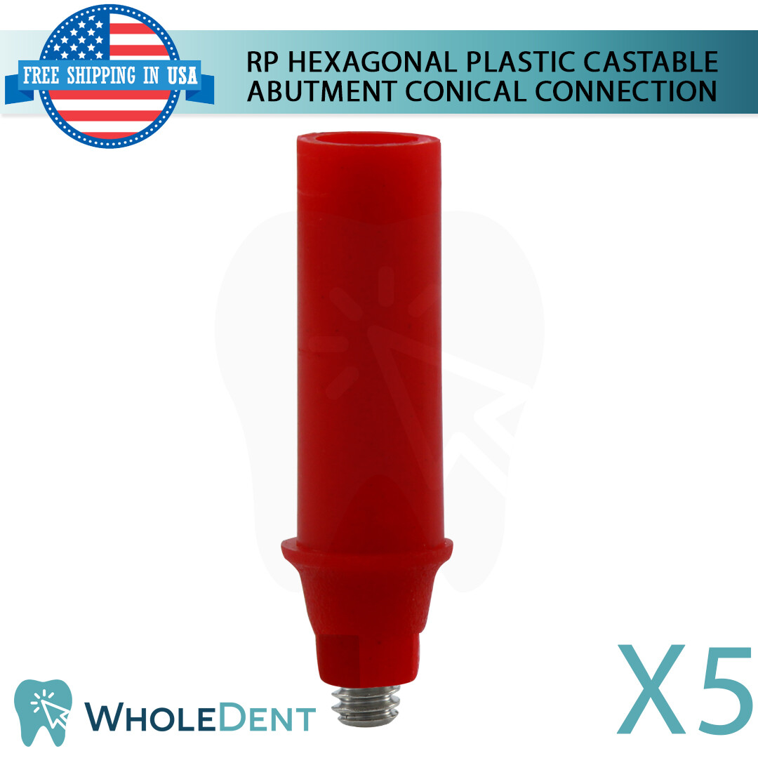 5x RP Conical Connection UCLA Castable Hexagonal Abutment Dental Implant