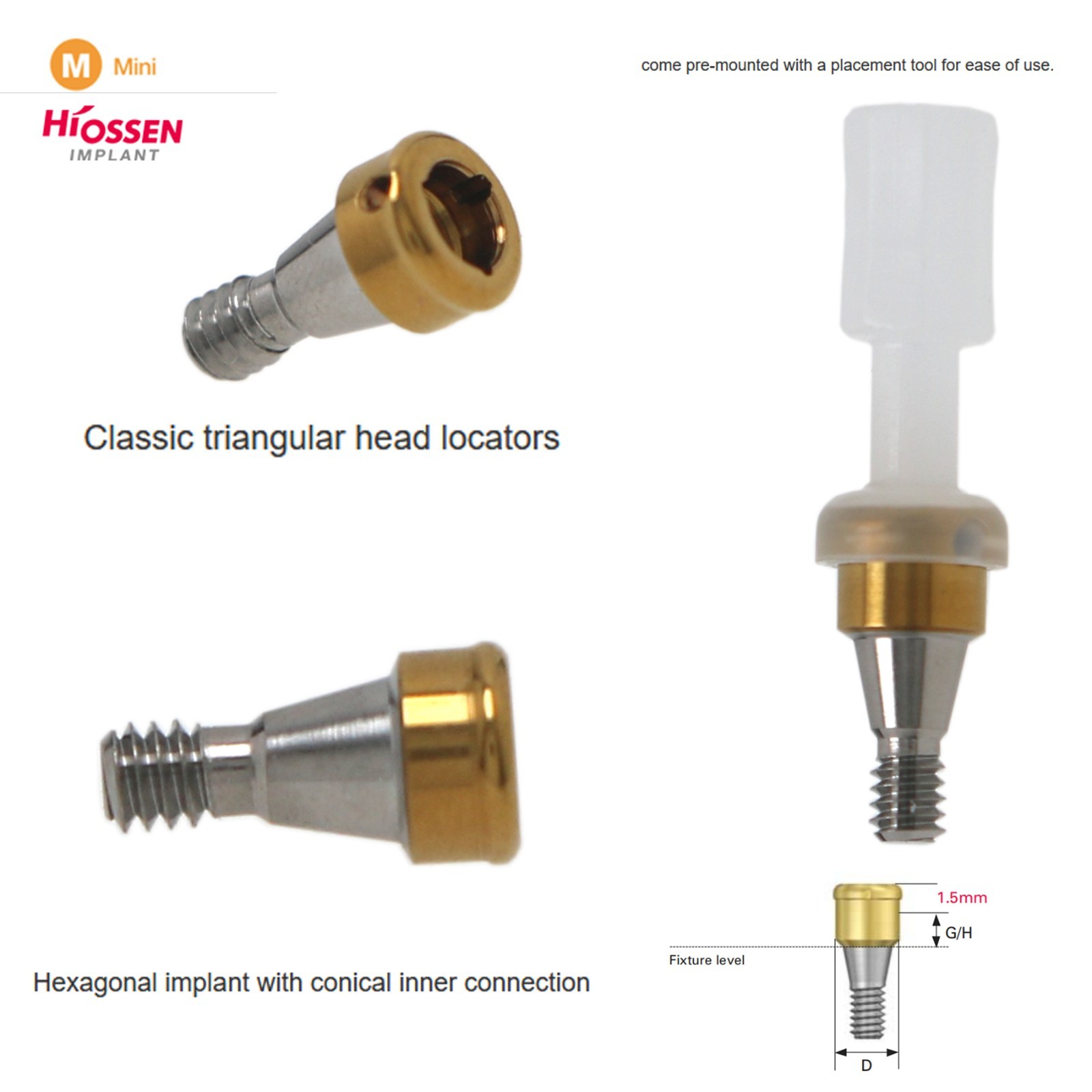 Hiossen/Osstem/Snucone Mini connection locator attachment Abutment for 1-6.0mm