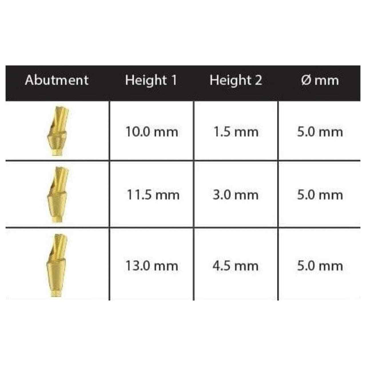 10pcs DSI Abutment Anatomic Angulated 15° Conical Connection RP Ø5.0-4.3mm