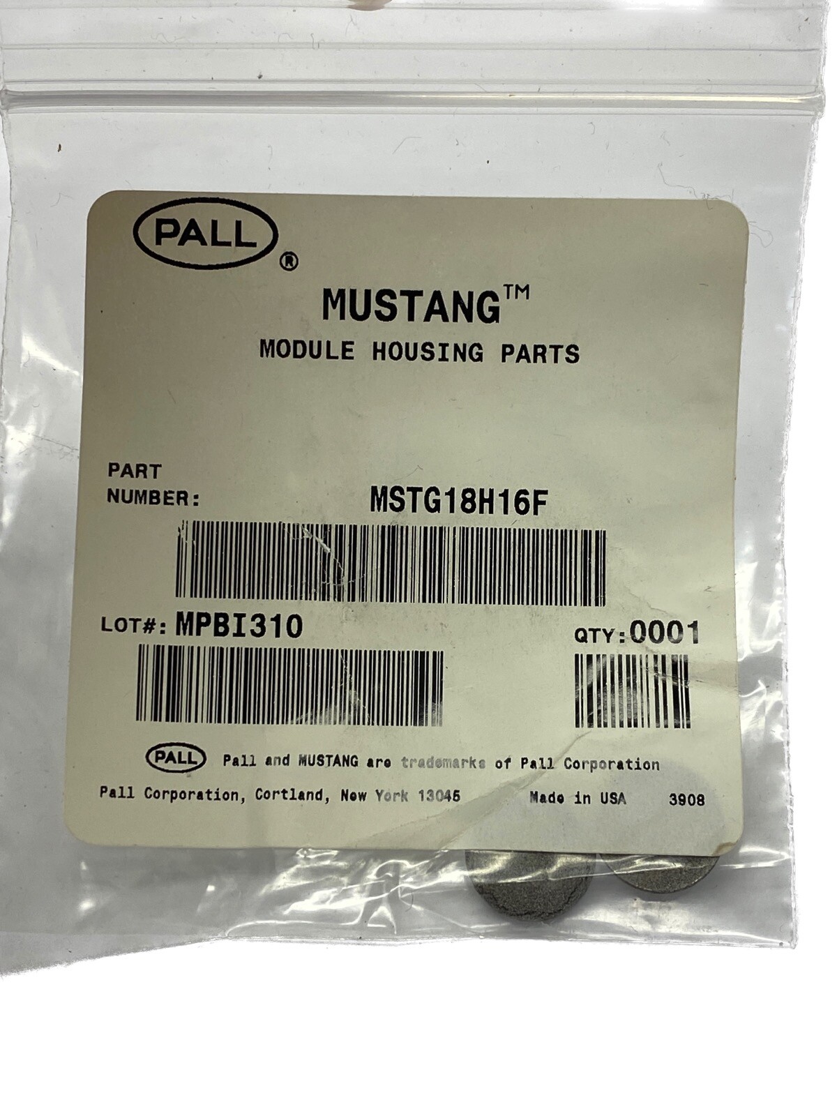 (2/Pk) PALL CYTIVA Mustang Module Housing Part Coin Housing Frit Disc MSTG18H16F