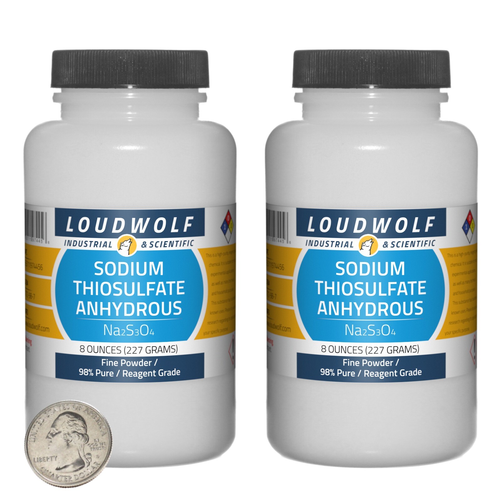 Sodium Thiosulfate Anhydrous / 1 Lb / 2 Bottles / 98% Reagent Grade