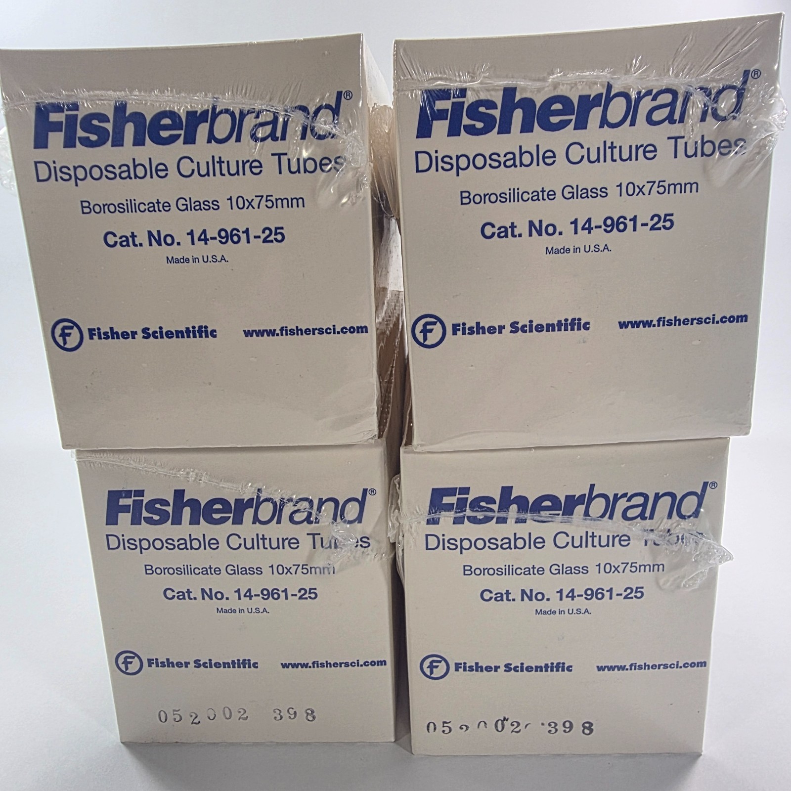 Lot of 4 Fisherbrand 14-961-25 Disposable Culture Tubes 10x75mm Cat No 14-961-25