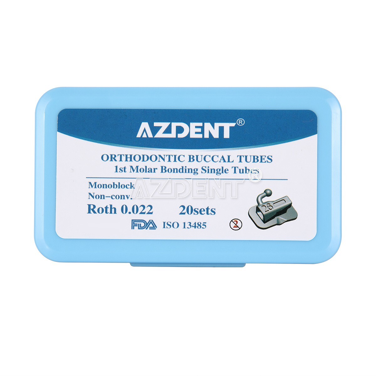 AZDENT Dental Ortho Buccal Tube 1st 2nd Molar Roth/MBT 022 018 Bondable Non-Conv