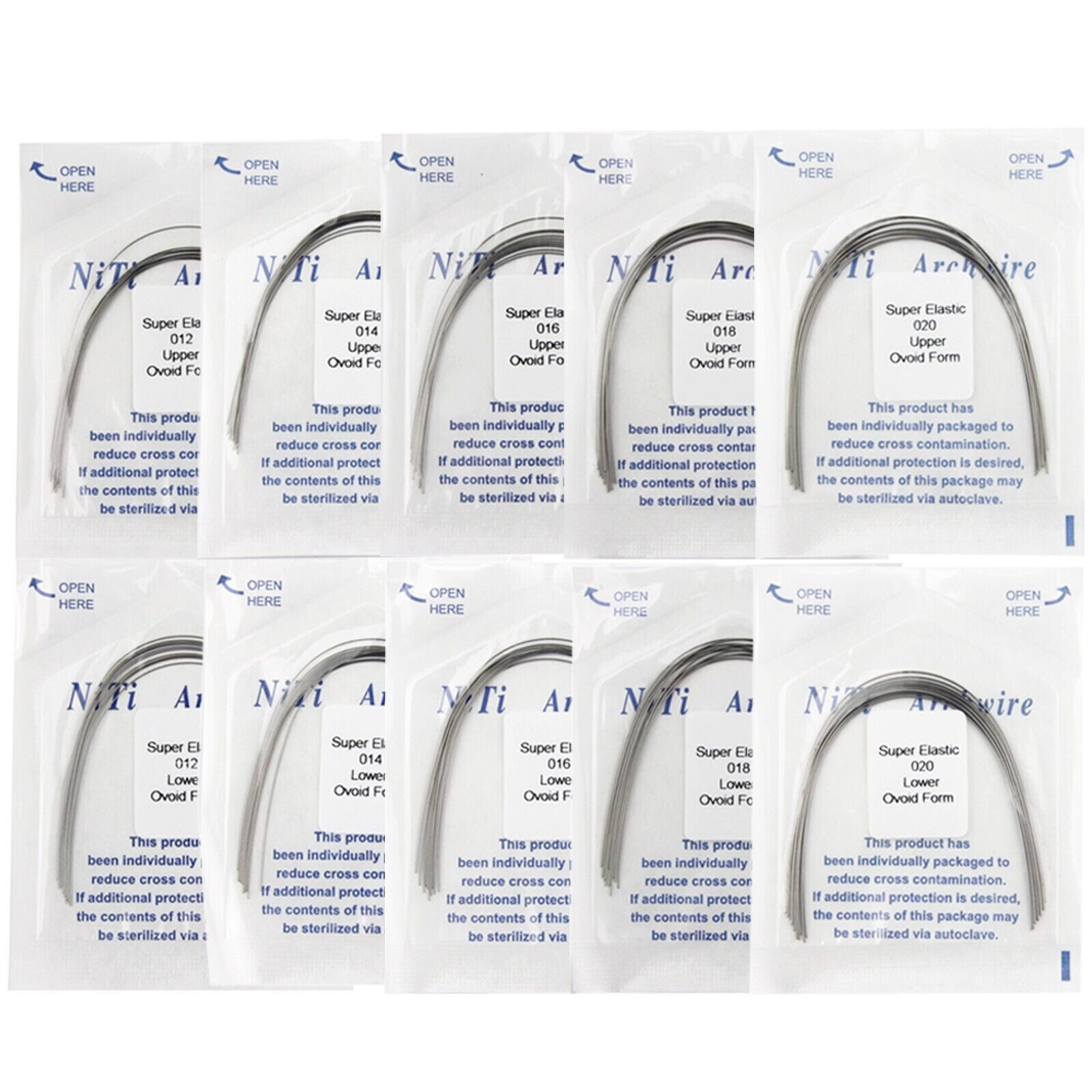 100 Packs Dental Orthodontic Super Elastic Niti Arch Wire Round Ovoid Oval Form