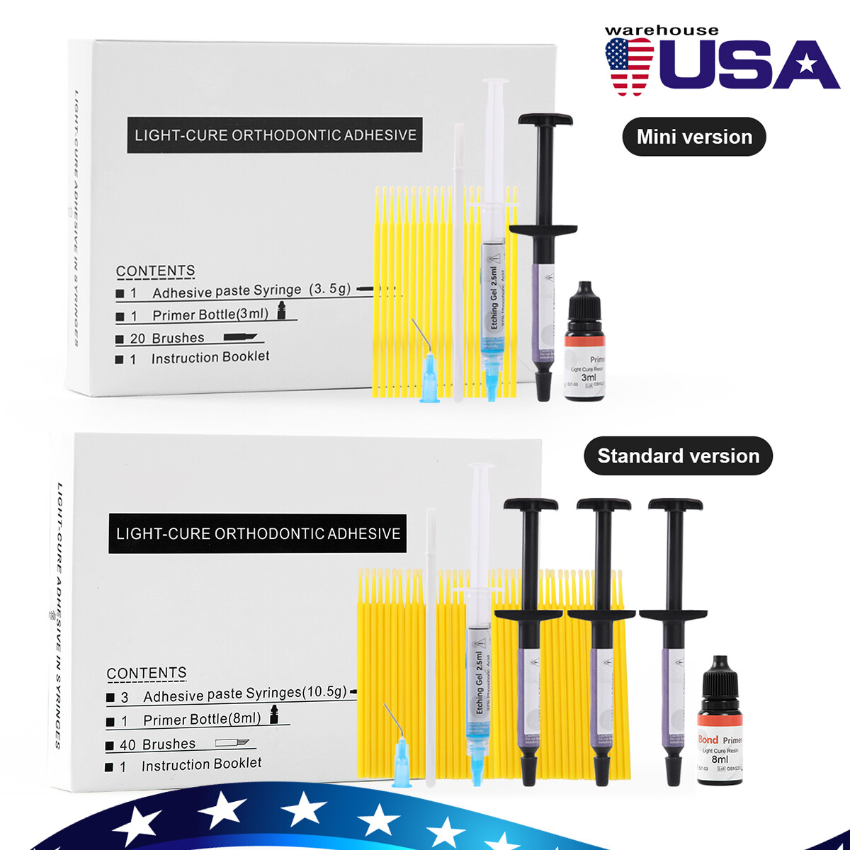 Sistema de unión adhesiva de resina de ortodoncia dental para brackets brace USA