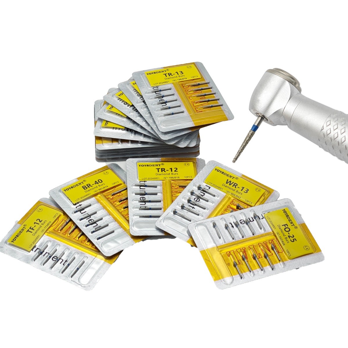 TR Type Dental Diamond Burs Fit High Speed Handpiece 1.6mm Drills 20pcs