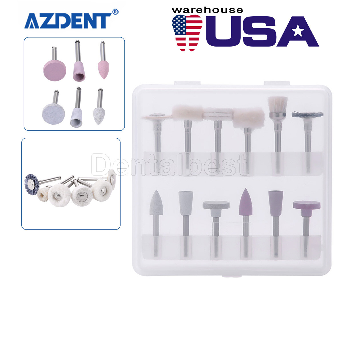 12PCS Dental Composite Polishing Kit RA 2.35mm Polisher Porcelain Natural Teeth