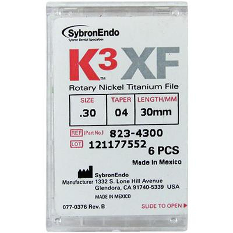 Endodontic K3 XF NiTi Files – 30 mm By Kerr (6/pack)