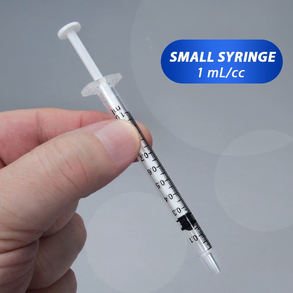 100 Pack 1ml Syringe with Cap for Liquid, 1cc Plastic Small 1 milliliters