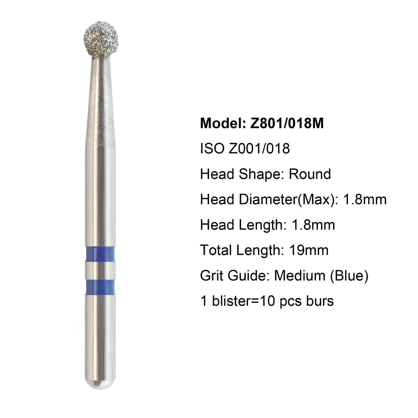 Dental Diamond Burs Zirconia Cutter FG Football Ball Round End Taper Cylinder