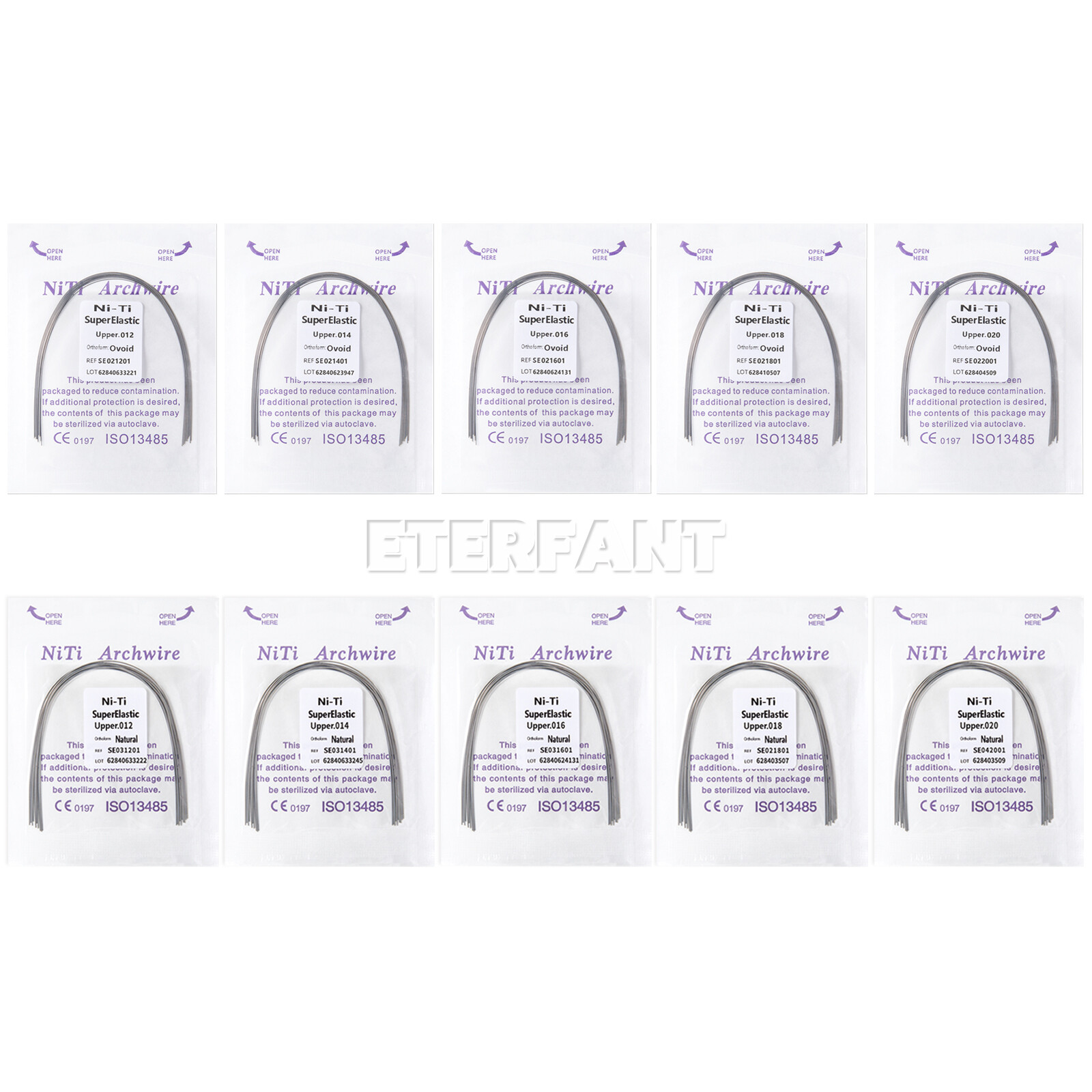 ETERFANT Dental 10pc/pack Ortho Arch Wires Super Elastic NiTi/Stainless Steel