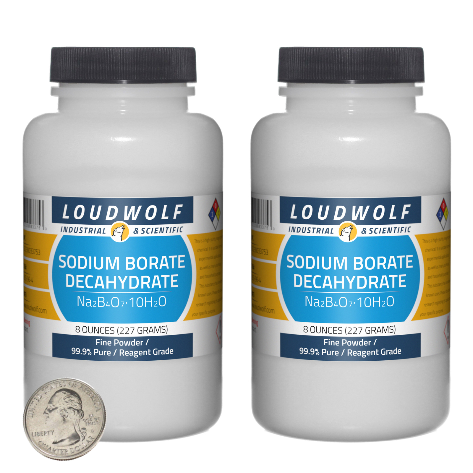 Sodium Borate Decahydrate / 1 Lb / 2 Bottles / 99.9% Reagent Grade / Fine Powder
