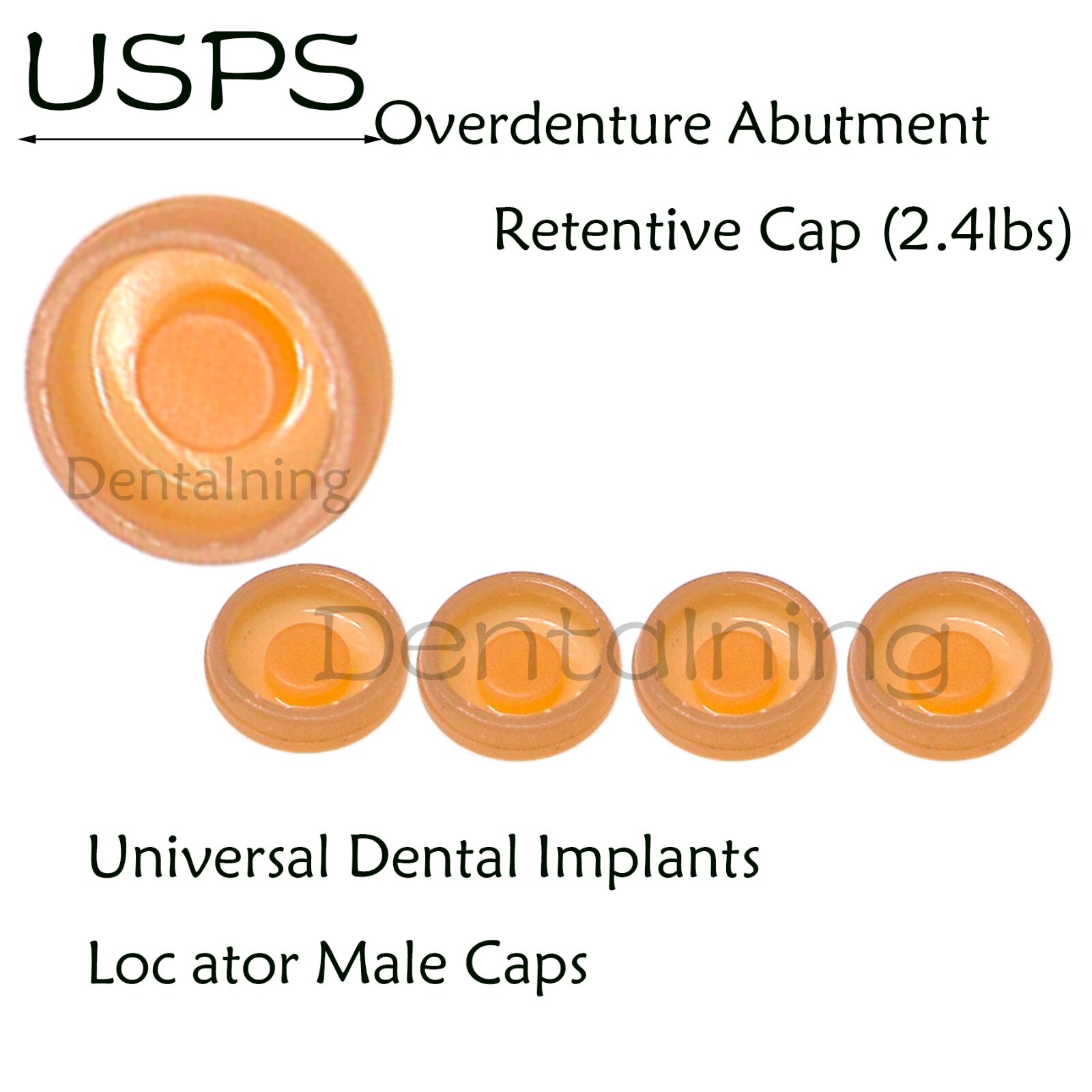 US Dental overdenture Retention Caps Replacement Inserts 1.2/2.4Lbs/Metal Caps