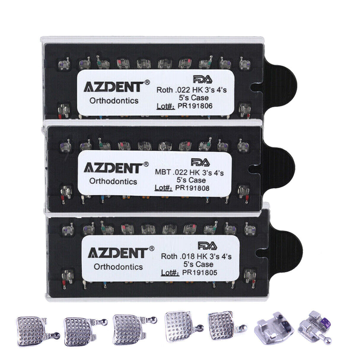 10Sets Dental Orthodontic MIM Brackets Braces Metal Mini Roth MBT 022 Hooks 345
