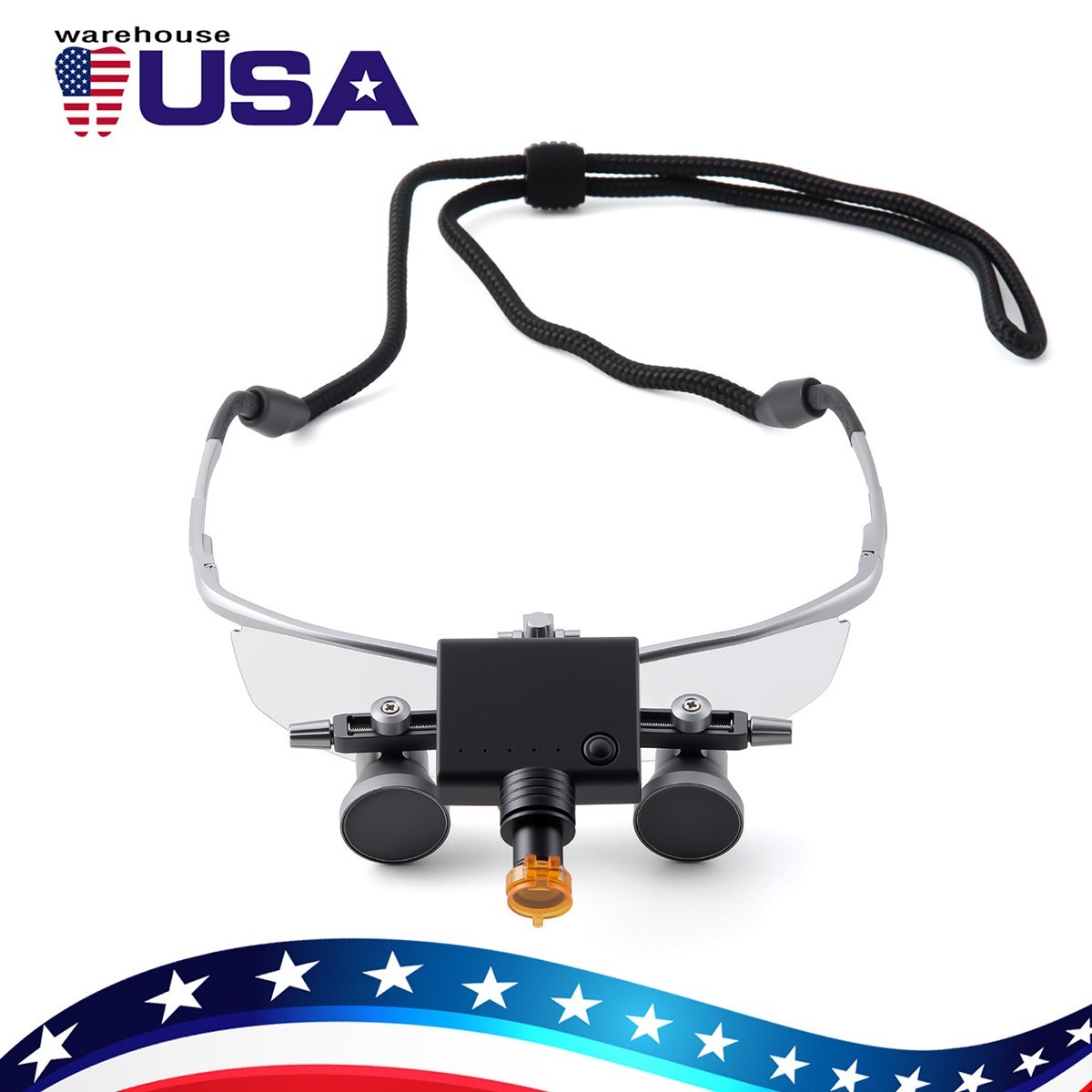 AZDENT Dental Surgical Medical 2.5X Ergo Binocular Loupes +5W LED Head Light