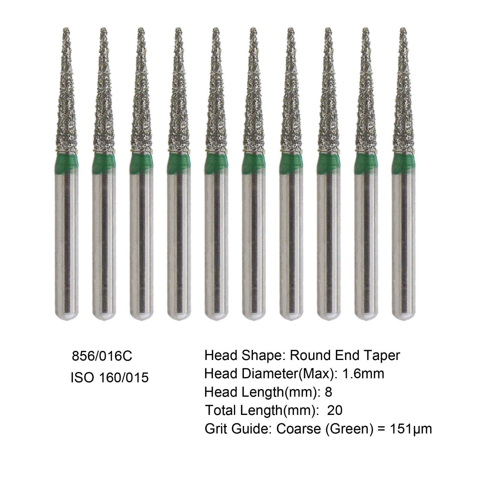 Dental Diamond Burs FG Round End Taper Pear Football Fine Coarse Grit 850 856