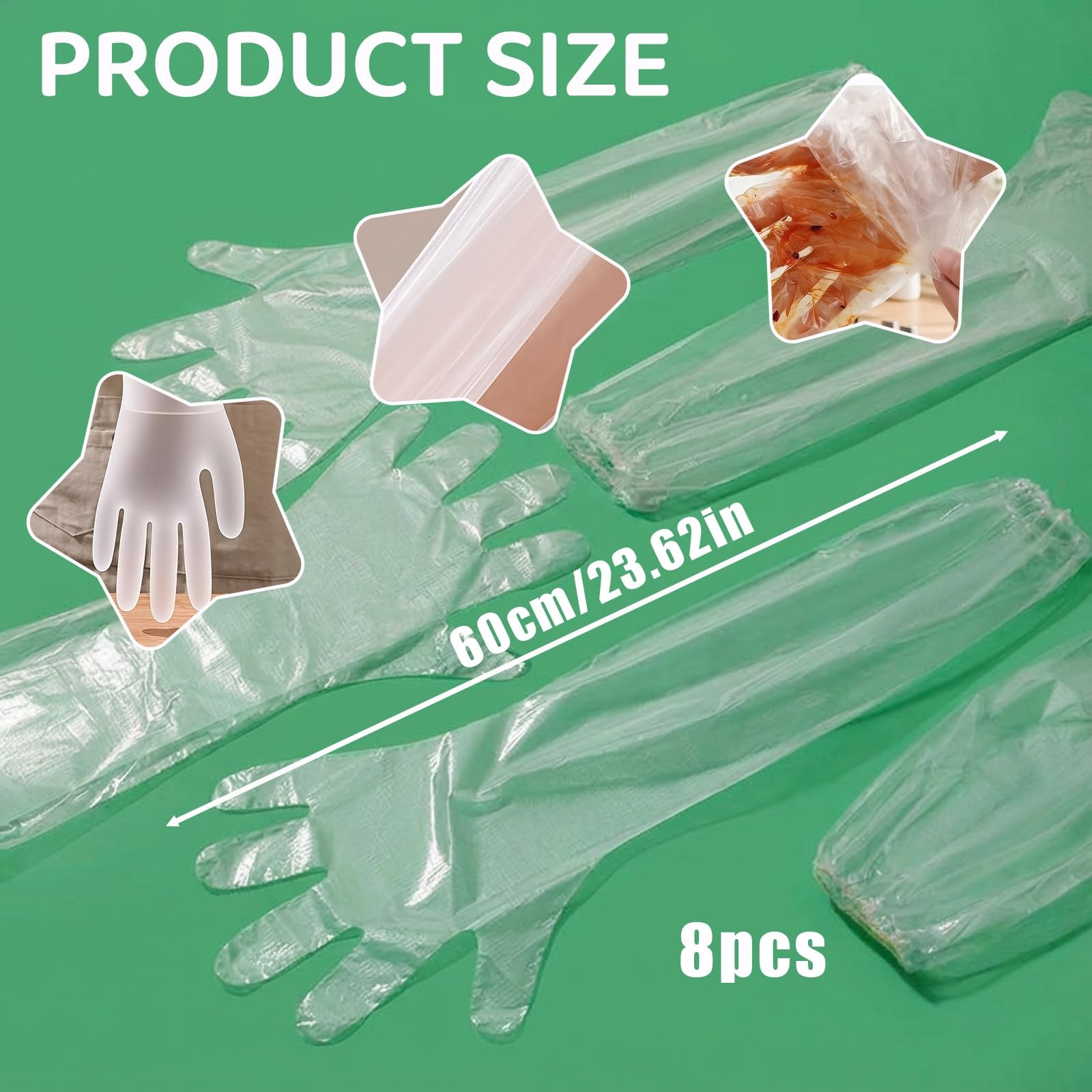 8 Pcs Disposable Cleaning Gloves Protective Sleeve for Household Kitchen Garden