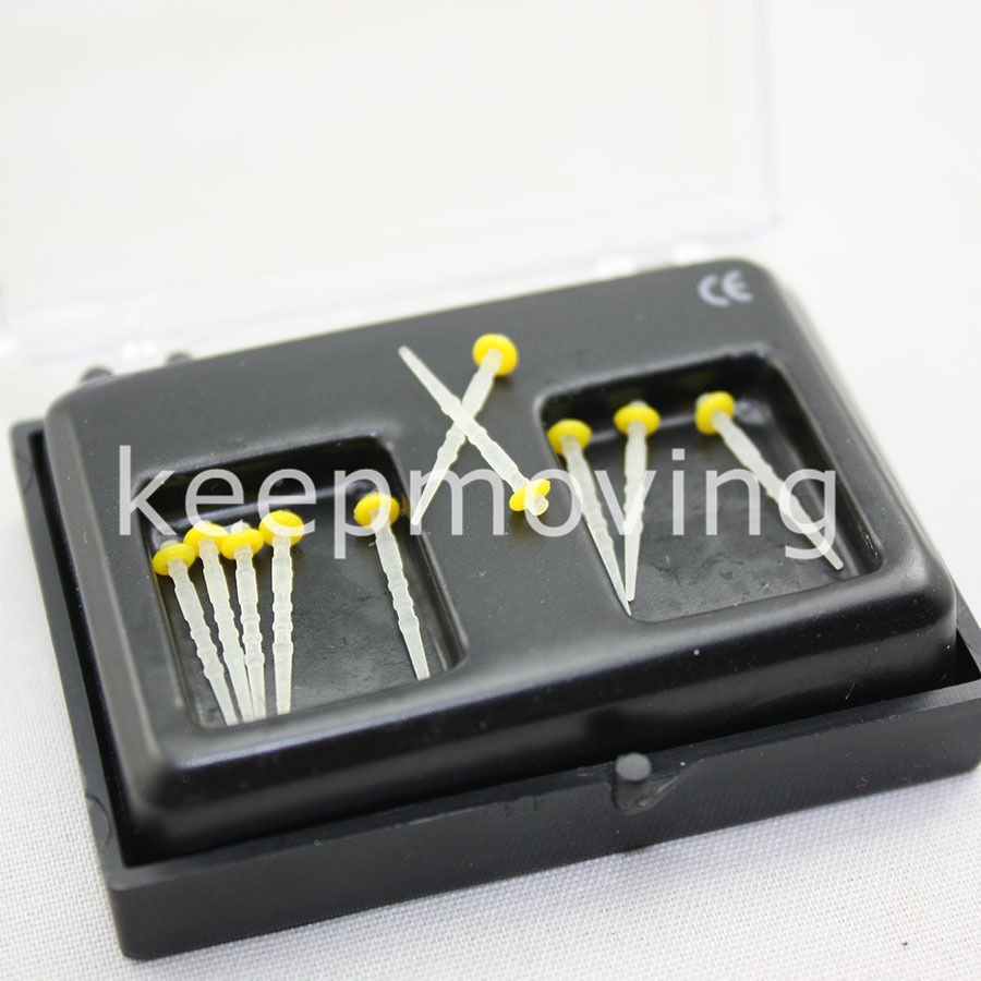 10 Pcs Dental Discolor Glass Quartz Screw Thread Fiber Post Bulk Yellow 1.2mm